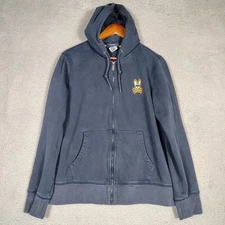 Psycho Bunny Hoodie Sweatshirt Men's Medium Navy Embroidered Full Zip Streetwear