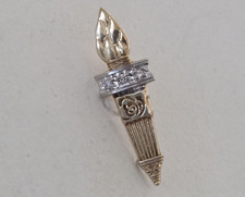 Vintage 10K Gold Pin Torch With Diamonds