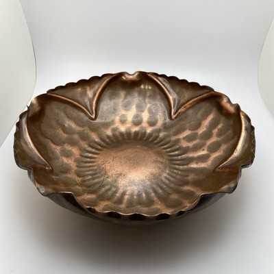 Vintage Gregorian Solid Copper 10'' Bowl Hand Hammered Made In USA