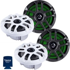 Memphis Audio 2 Pairs of MXA60L 6.5" Marine Grade,Black and White Grills RGB LED