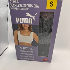 Puma 2 Pack Seamless Sports Bra Square Neck Drycell Moisture Wicking Size S NOB