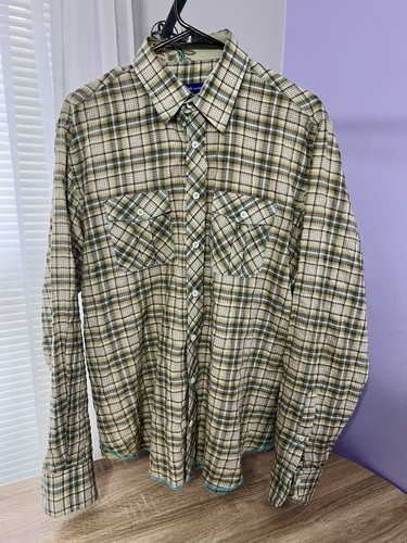 Georg Roth Los Angeles Men's Button Down Shirt, Brown/Green Plaid, Size Large - Picture 3 of 5