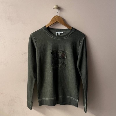 Patrizia Pepe Girls Sz 14 Dark Gray-Olive Green Embroidered/Studded Sweatshirt 
