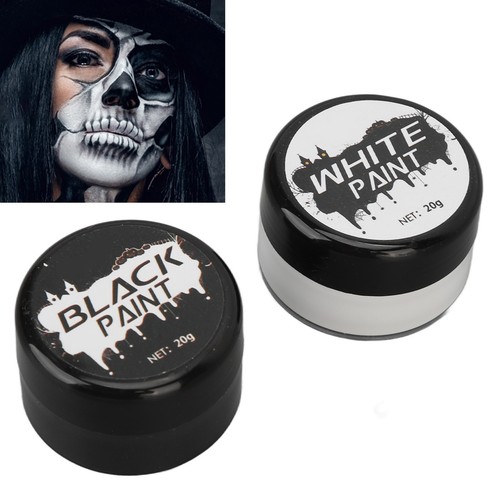 Halloween Face Painting Kit Black And White Highly Pigmented Face Body Paint RYZ - Picture 10 of 23