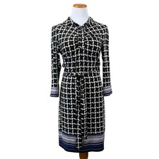 Laundry by Shelli Segal Sheath Dress Women's 6 Black White Geometric Knee Length
