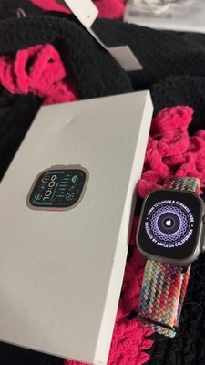 Apple Watch Ultra 2 49mm Titanium Case with Ocean Band - Blue, One Size (GPS...