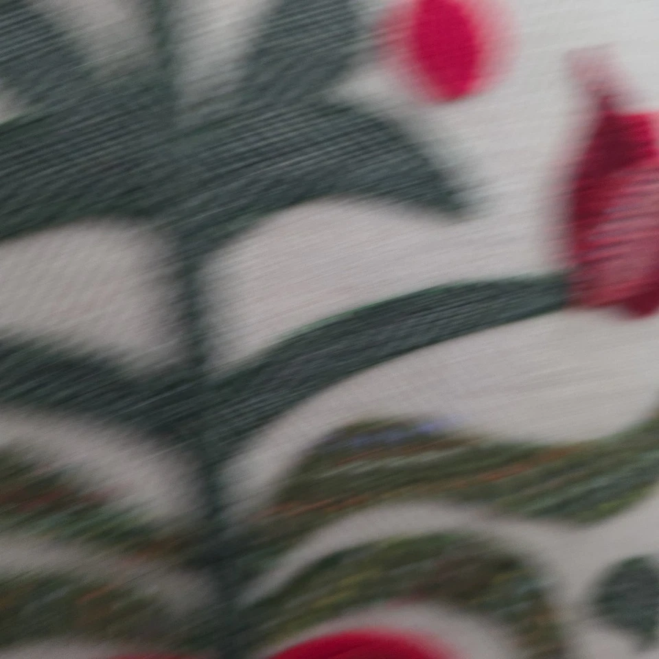 Vtg applique scandinavian Floral Woven Tweed Wool Patchwork Cushion Cover Blue - Image 4 of 4