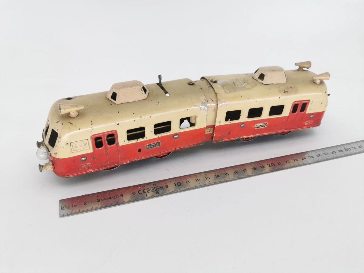 Grand Autorail JEP En Tôle Peinture Rouge Et Crème – Train Vintage O