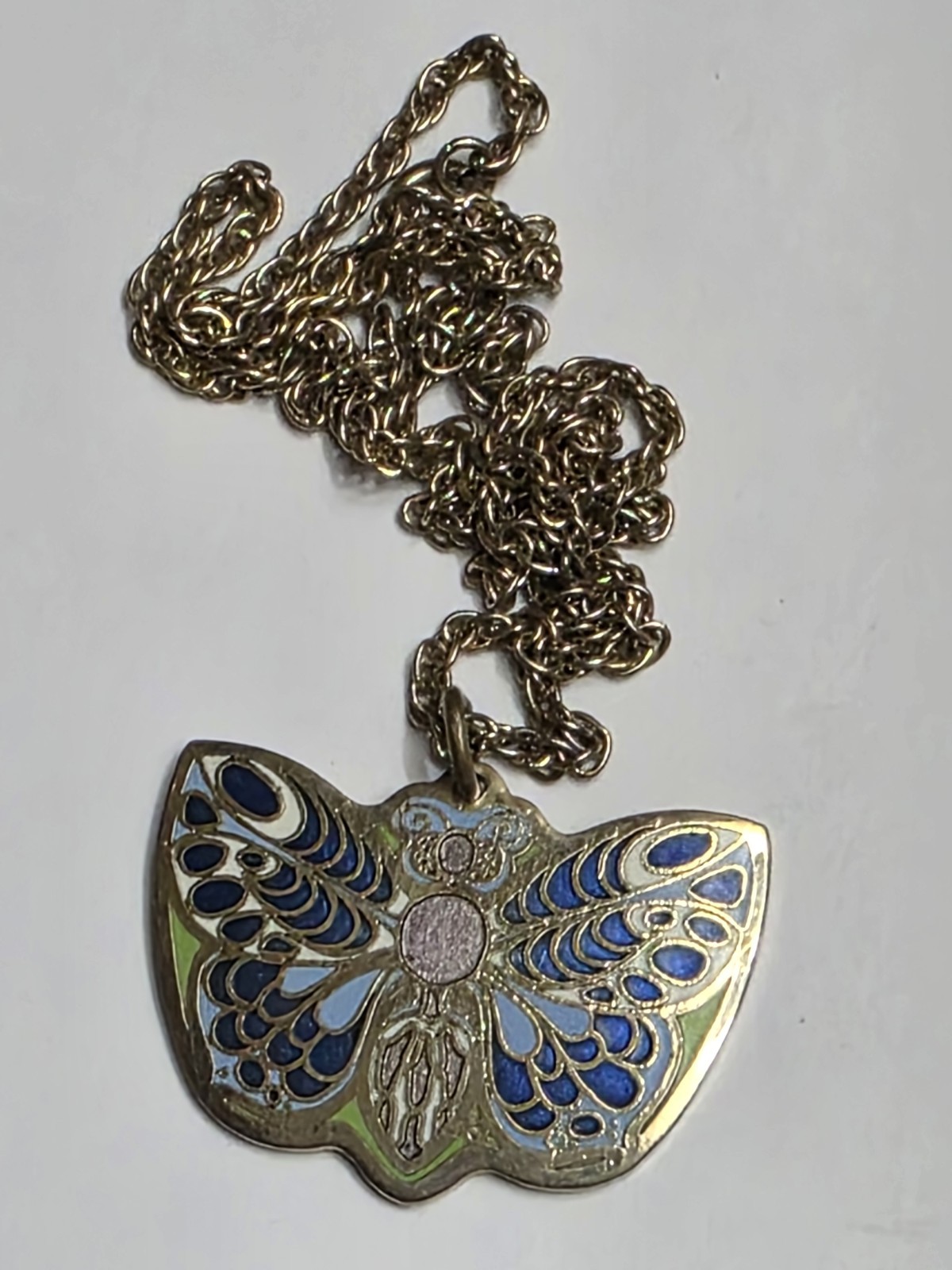 Cloisart Enamel Cloisonne Butterfly Pendant Necklace