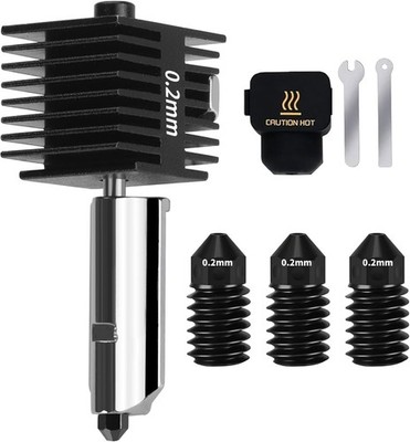 3D Printer 0.2mm Hotend Kit for Bambu Lab A1/A1 Mini, Upgrade 0.2mm, Black 