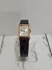 Vintage Hugo Maxx Rectangular Gold Tone Dial Quartz Leather Strap Men`s Watch