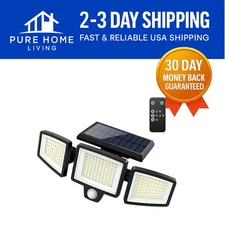 2500LM Solar Outdoor Lights with Remote Control & 3 Modes for Enhanced Security