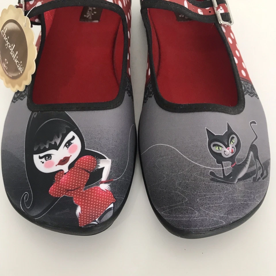 Hot Chocolate Nuevo con Etiquetas Chocolaticas Mary Jane Zapatos Petunia Rockabilly 9 Lunares Foto 3 de 4