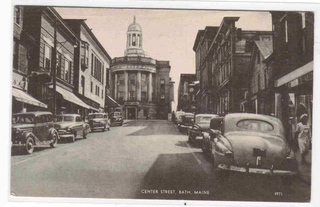 Center Street Cars Bath Maine 1957 postcard eBay