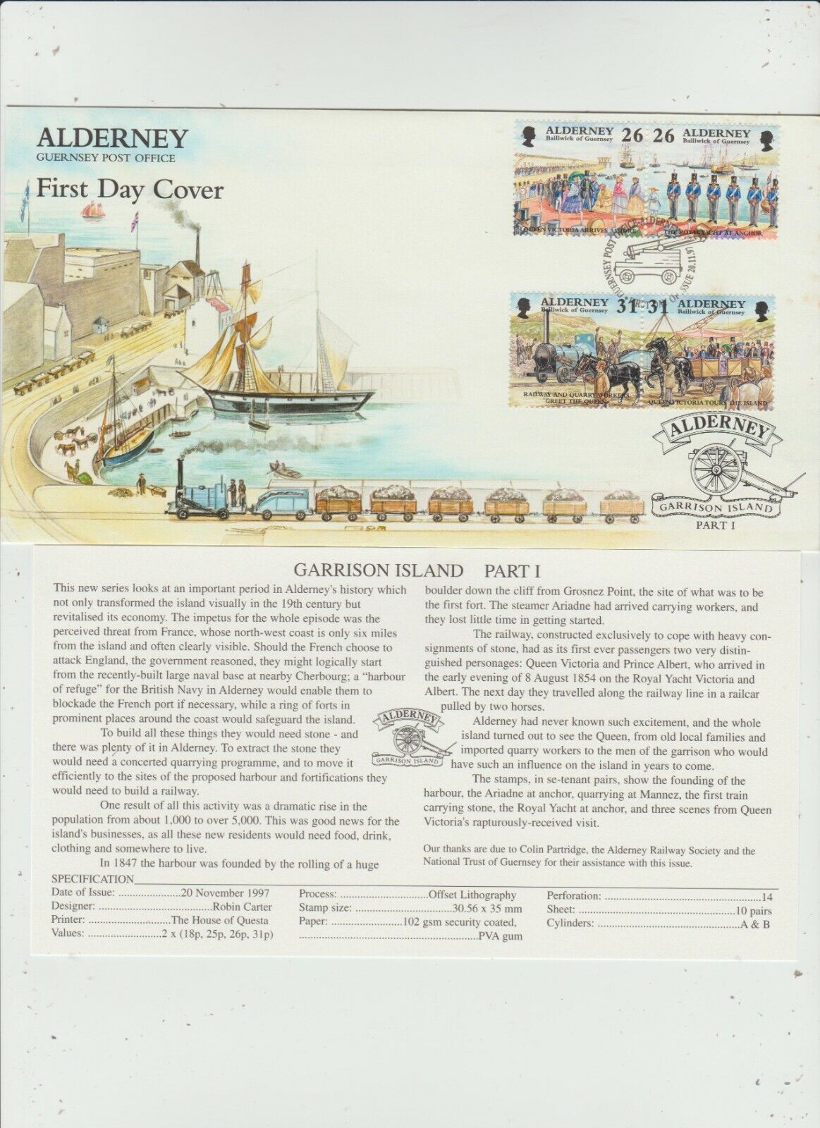 Alderney 1997 '98 Super sale 2 FDC Garrison good & Max 83% OFF issue 1 Part Island