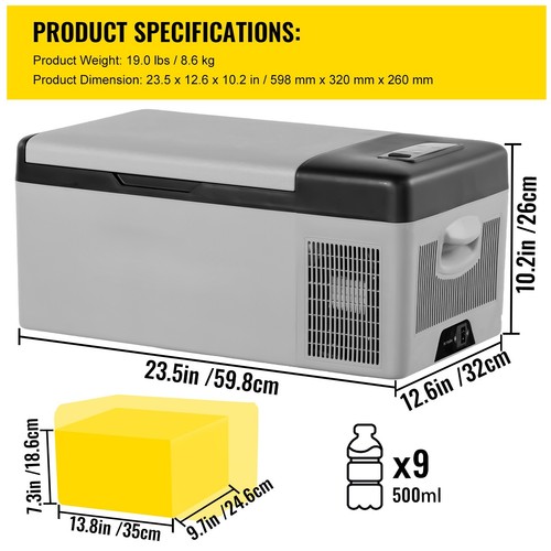 Car Refrigerator 16QT / 15L Portable Mini Fridge Freezer 12 Volt RV Travel Home - Picture 7 of 9