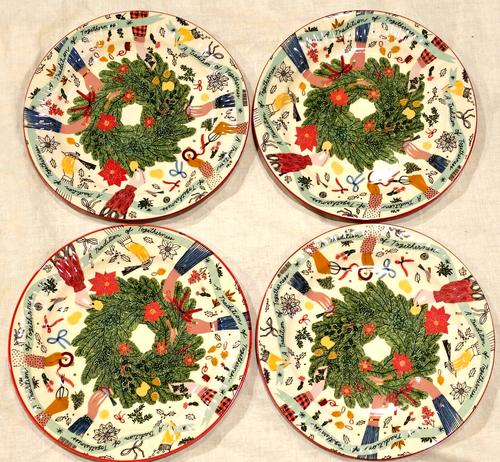 NEU Anthropologie George & Viv Gather Together Dessertteller 4er Set