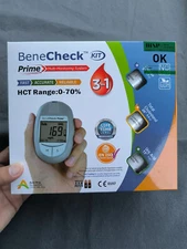 BeneCheck Prime 3-in-1 Meter Kit Glucose Cholesterol Uric Acid Monitor