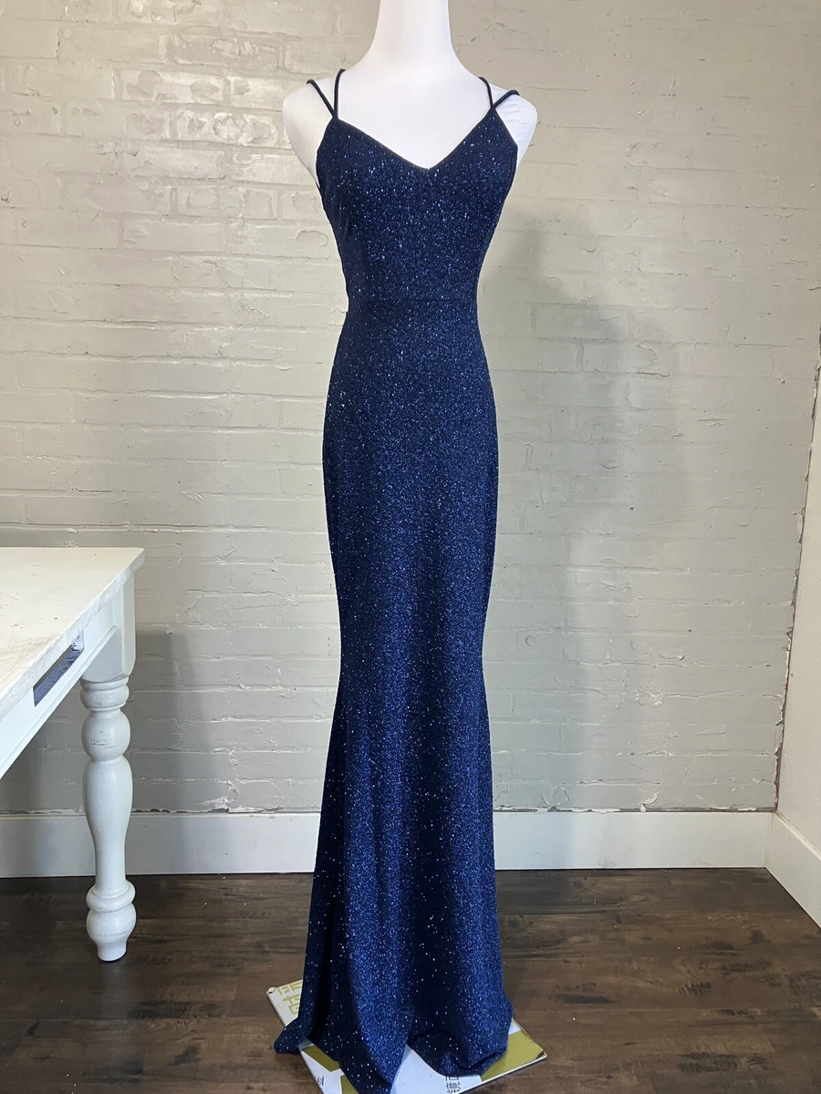 Windsor Rachel Formal Glitter Lace-Up Dress Blue 05002-7073 (b124)