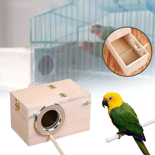 Wooden Nest Bird Breeding Box Parakeet Parrot Cockatiel Cage Nesting House S M L - Picture 2 of 16