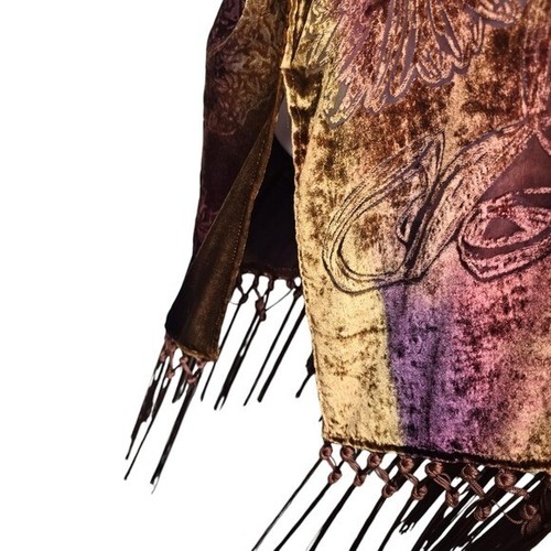 Chico's Womens Burgundy Purple Floral Velvet Ruana Kimono Cardigan Size S/M - Picture 8 of 11