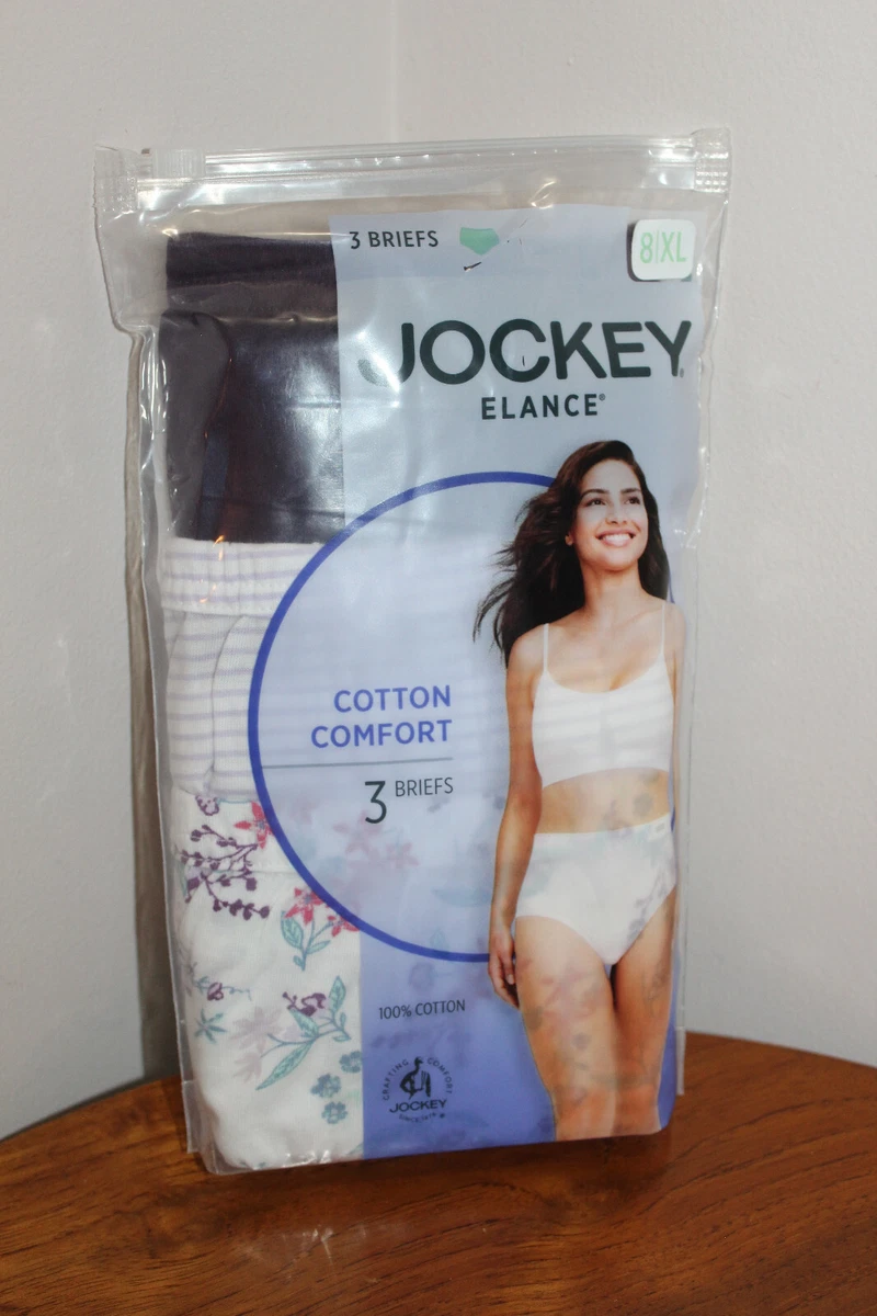 JOCKEY ELANCE WOMENS UNDERWEAR BRIEFS 3-PACK 100% COTTON FLORAL SIZE 8-XL