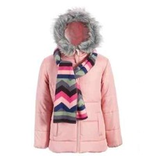 S Rothschild  Co Big Girls Solid Quilted Puffer Jacket and Scarf Set M 10/12