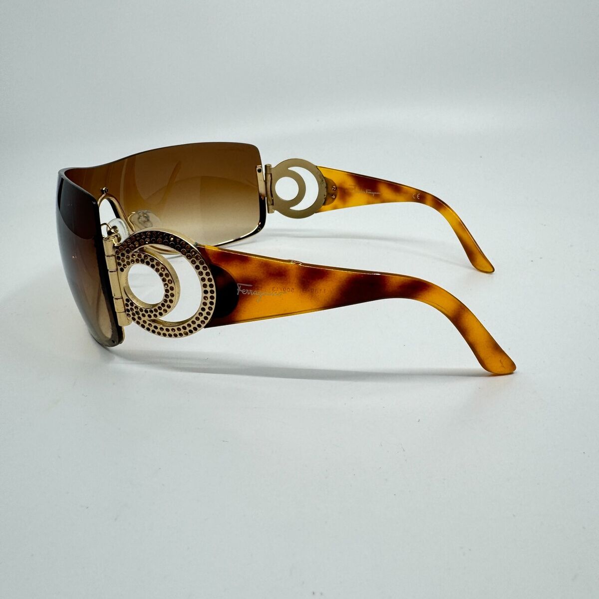 Salvatore Ferragamo Havana Gold Vintage Shield 1139-B 509/13 Salvatore Ferragamo Havana Gold Vintage Shield 1139-B 509/13