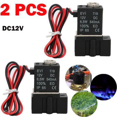 2PCS 1/4'' Inch 2 Way Air Water Electric Solenoid Valve Normally Closed DC 12V US
