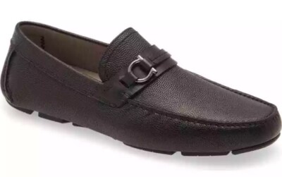 New Salvatore Ferragamo REMAR Black Leather Mens Drivers  display picture 1