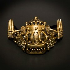 Steampunk Mouth Masquerade Mask Gold Bullet Detail