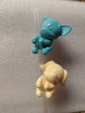 (2) 2021 Raising Cane’s Chicken Fingers Kid's Meal Toy Straw Buddy CAT DOG