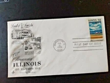 ILLINOIS STATEHOOD 150TH ANNIVERSARY 1968 ARTCRAFT CACHET FDC VF UNADDR