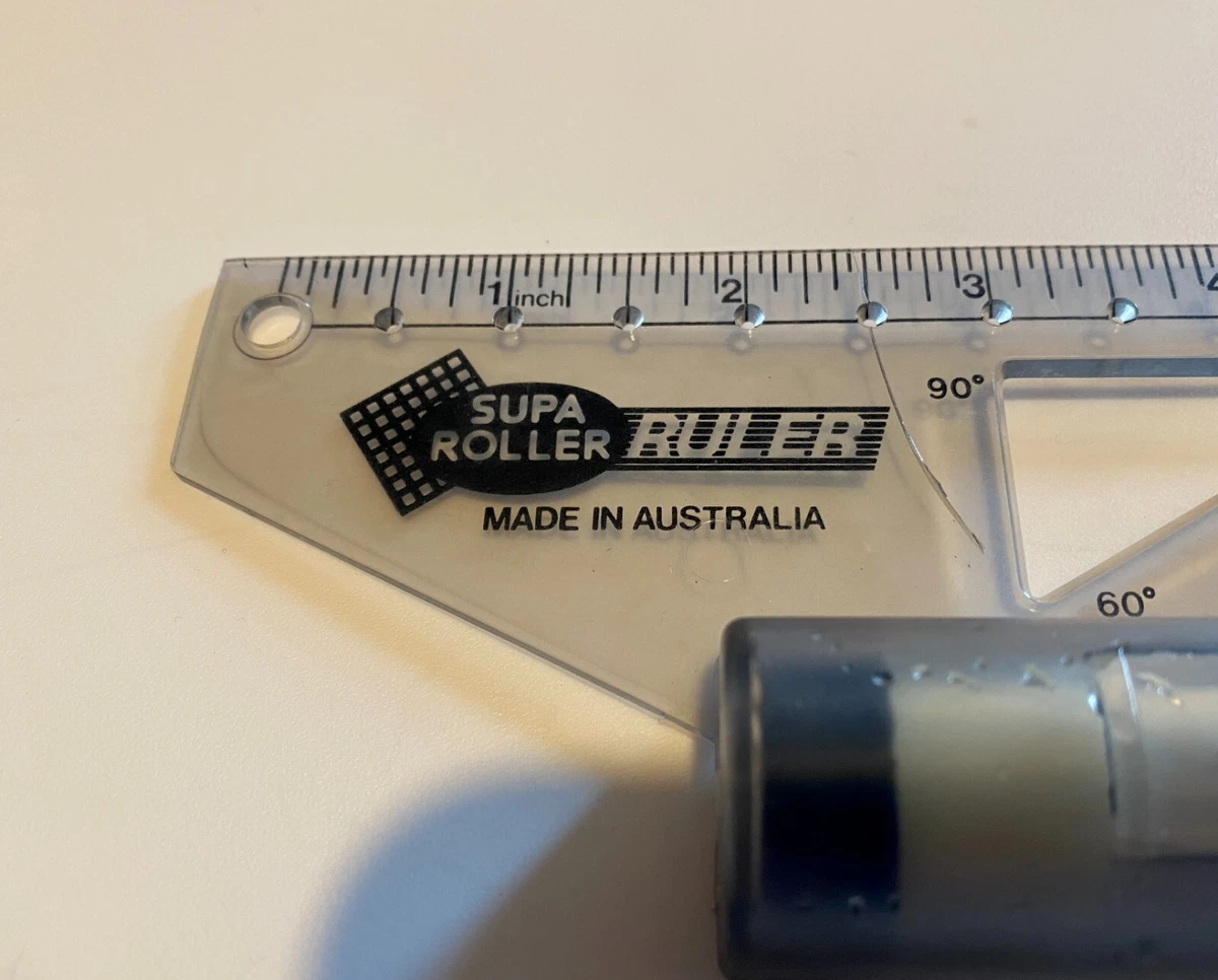 Original Supa Roller ruler made in Australia 12 inches with auto measure patent