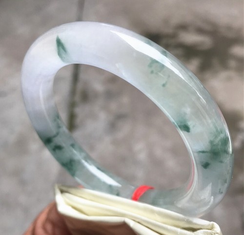 55.5mm Burma Natural Ice Green Jadeite Bracelet Emerald Jade Bracelet Bangle - Picture 13 of 18