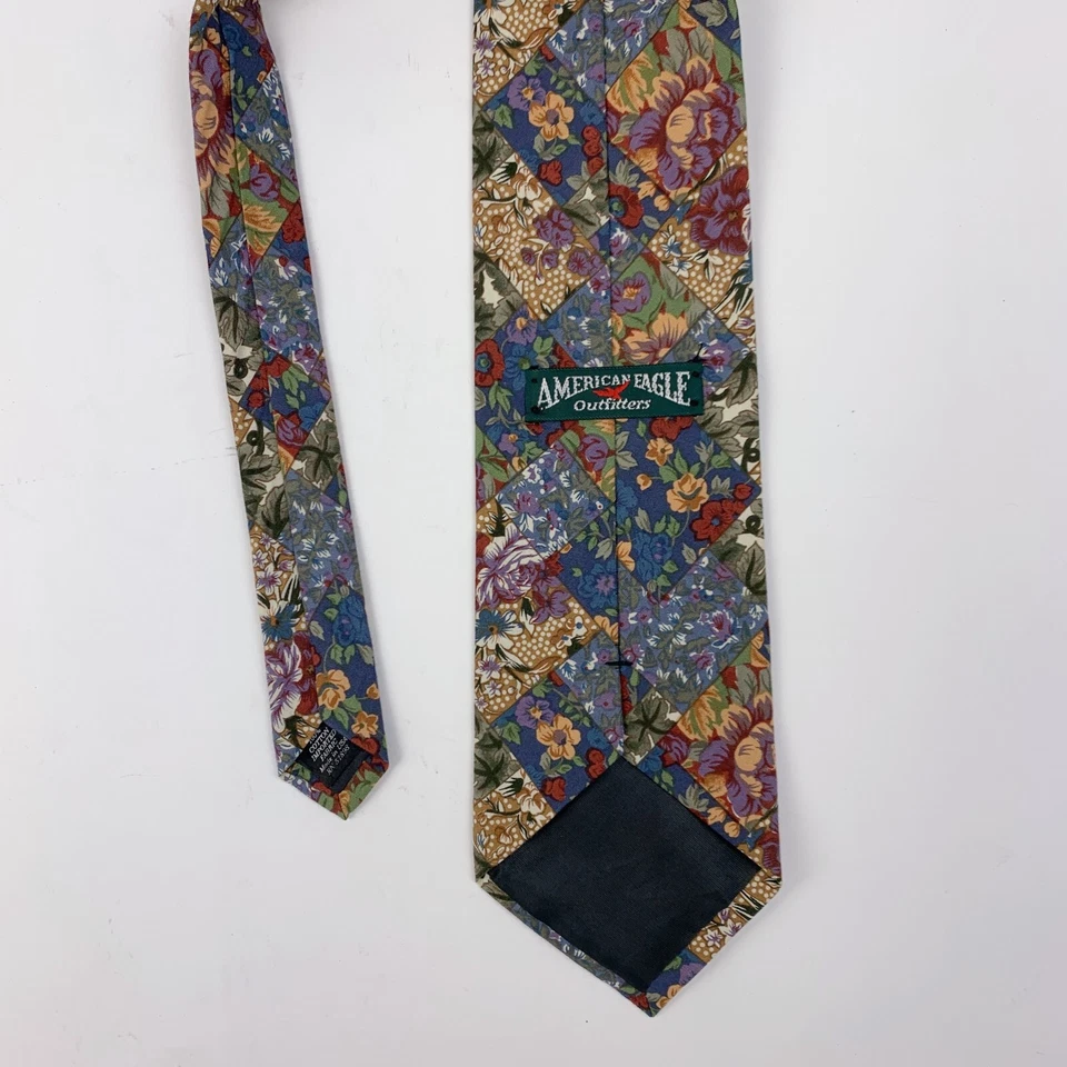 Corbata vintage de algodón floral hecha en EE. UU. 56 x 3,75" American Eagle Outfitters Foto 4 de 4