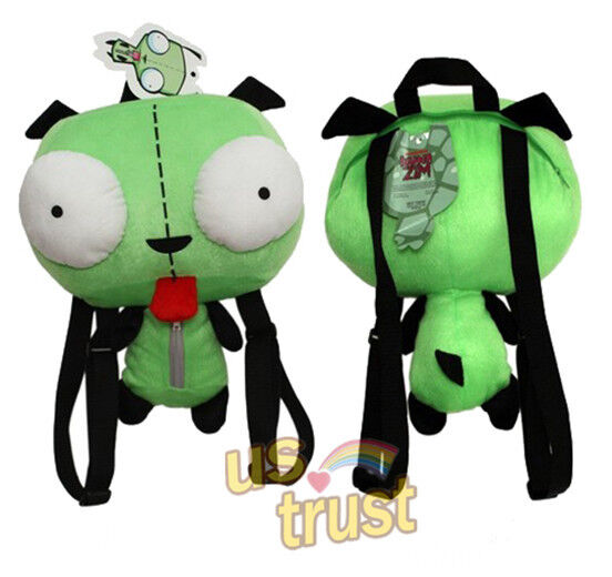 Adorable Green Alien Invader Zim Gir 14 inch Plush Backpack Pack School Bag Gift