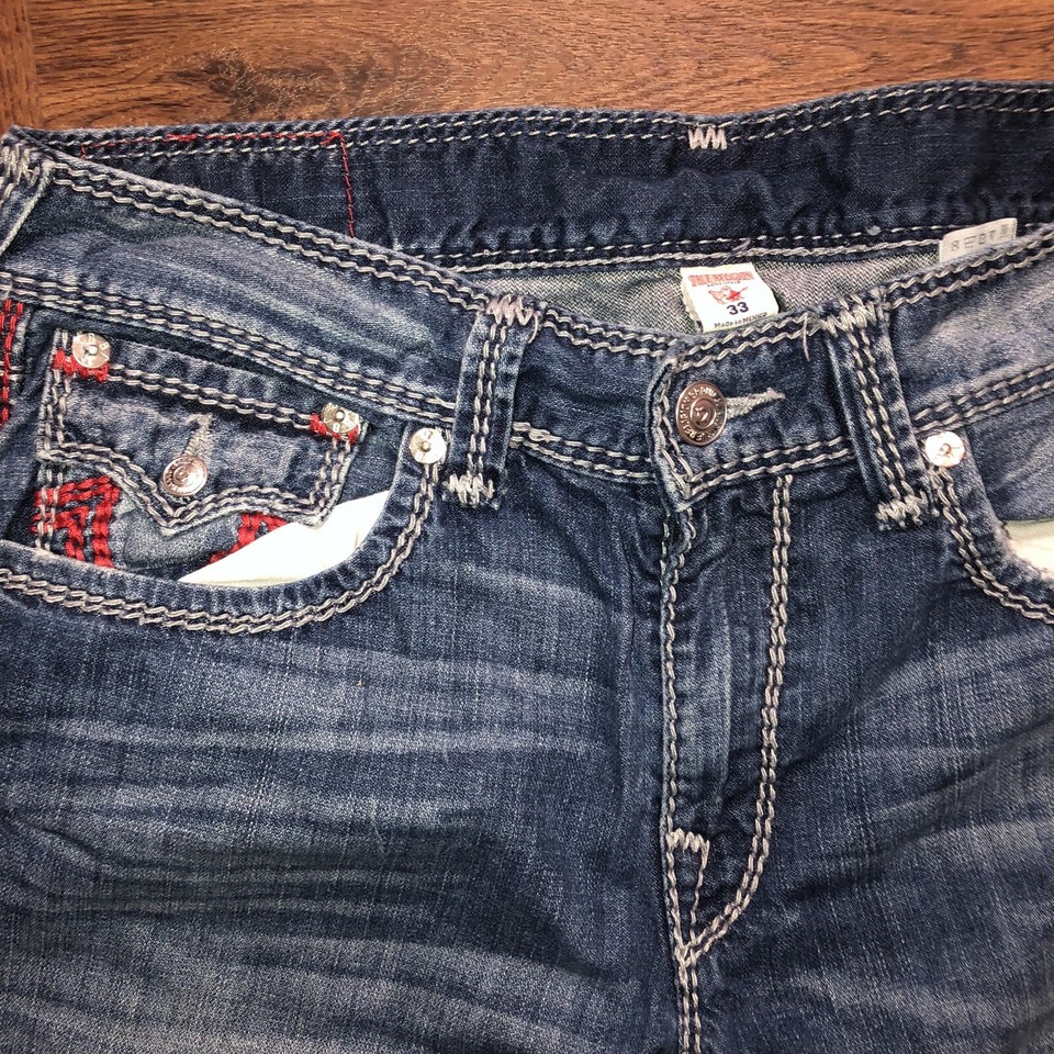 True Religion Jeans Red Stitch Mega T 33x33 eBay