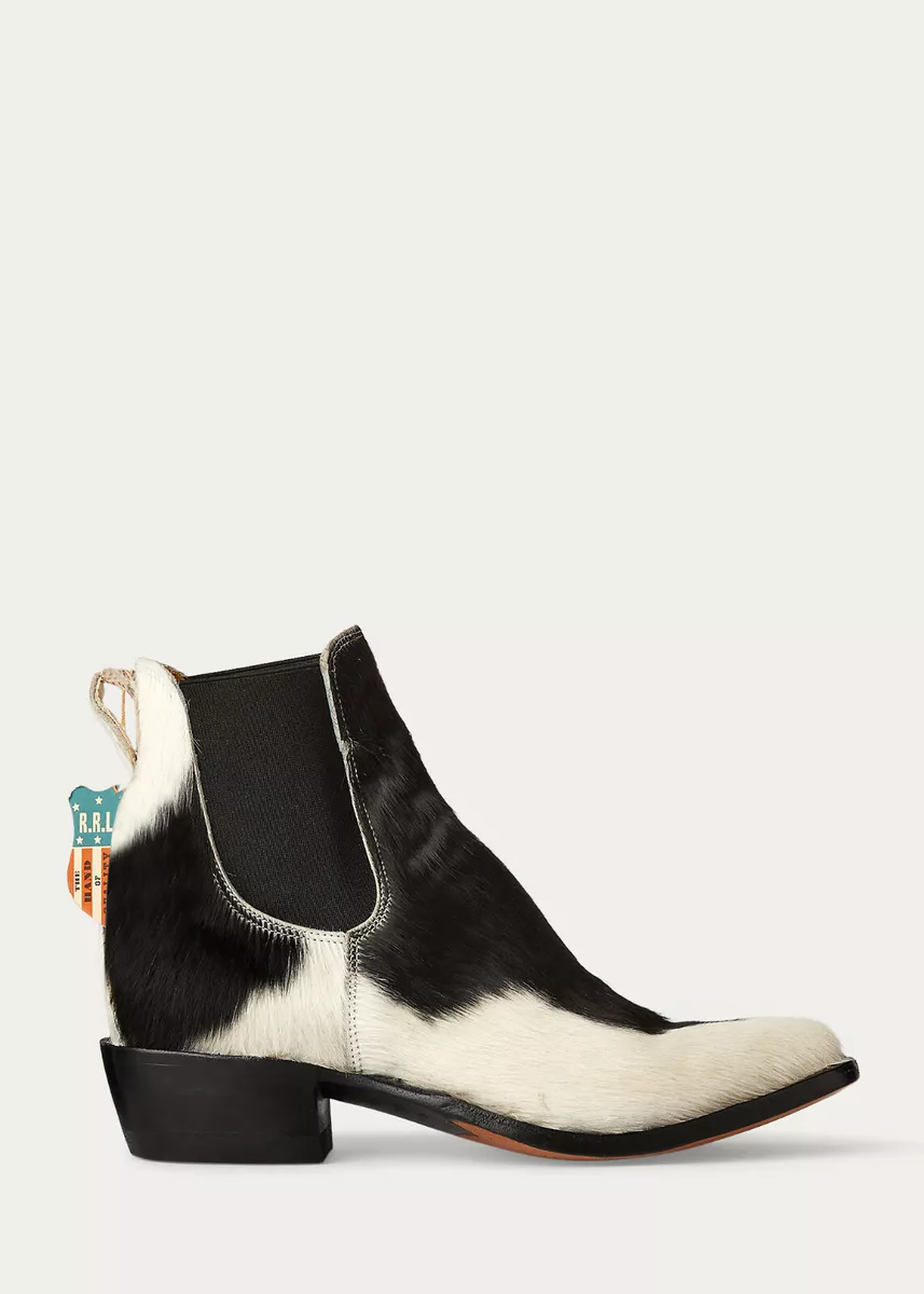 Cow print top chelsea boots