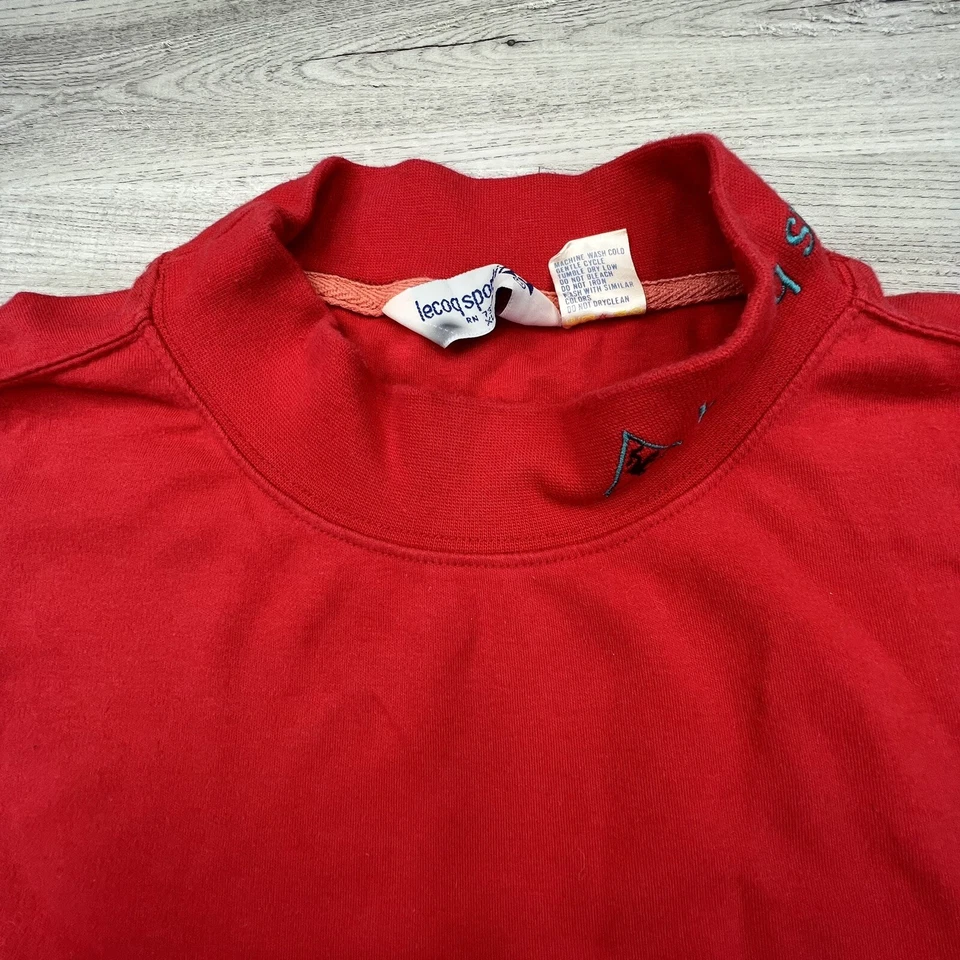 Vtg le coq sportif Long Sleeve Pullover 100% Cotton Logo Mock Turtleneck Size XL - Image 2 of 4