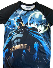 Vintage BATMAN DC COMICS All Over Print T-Shirt DOUBLE SIDED Silky Size Medium