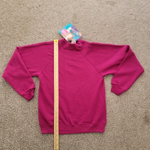 Vintage Hanes Her Way Girl's Pink Large 14-16 Crewneck Sweatshirt Solid NOS USA - Picture 2 of 15