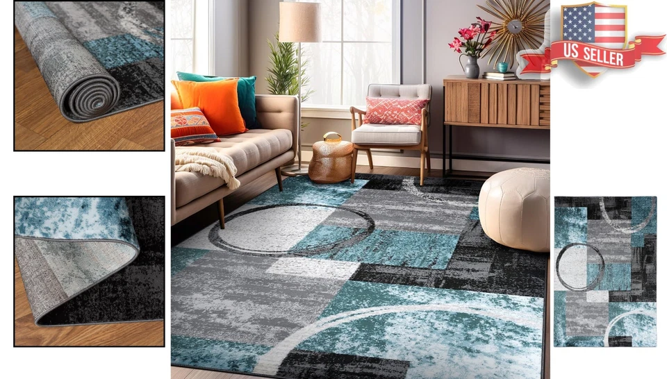 Versatile 7'10" x 10'2" Gray Area Rug for Living Room, Bedroom, Office - Image 2 of 4