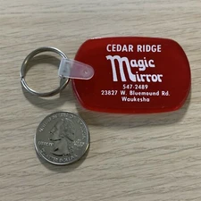 Cedar Ridge Magic Mirror Waukesha Wisconsin Red Keychain Key Ring #37913