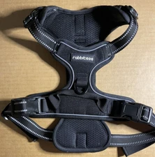 Rabbitgoo Small Dog Harness, No-Pull  W/ 2 Leash Clips, Adjustable-Black/Large