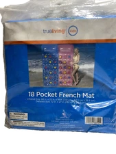 True Living 18 Pocket French Mat Blue Pool Float 68" x 25" x 14"