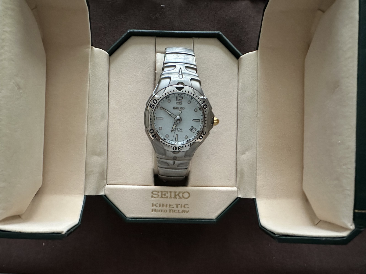 SEIKO KINETIC AUTO RELAY 5J22-0A50 STAINLESS STEEL WATCH | eBay
