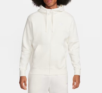 Nike Sportswear Club Fleece Full Zip Hoodie Sail White Size 2XL XXL BV2645-133