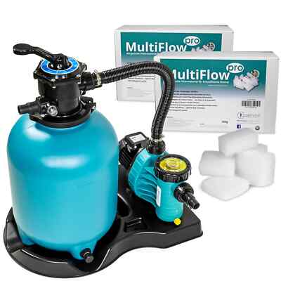 Sandfilter BRILLANT 400, AquaPlus 8 + MultiFlow Pro Filtermaterial POOL Total 