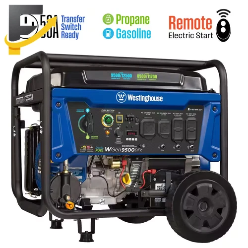 12,500/9,500-Watt Dual Fuel Gas and Propane Powered Portable Generator w/ Remote